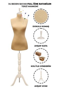 Özel Jardonlu Ten Rengi İğne Batabilen Terzi Mankeni 34-46 Beden Arası 34 beden