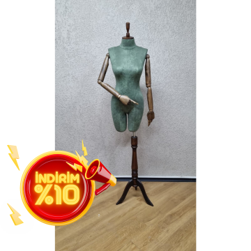 38 Beden Pantolon Giyen Ahşap Kollu Terzi Vitrin Mankeni