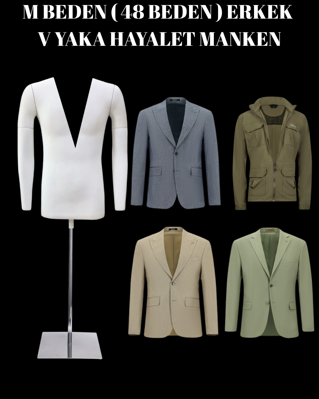 Derin Yaka Fotoğraf Çekimi İçin Erkek Hayalet Vitrin Mankeni