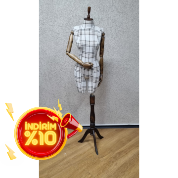 38 Beden Pantolon Giyen Ahşap Kollu Terzi Vitrin Mankeni