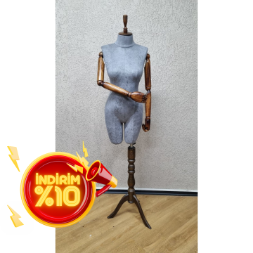 38 Beden Pantolon Giyen Ahşap Kollu Terzi Vitrin Mankeni