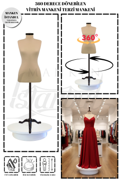 360° Döner Mekanizmalı Elektrikli Dönen Vitrin Mankeni Terzi Mankeni