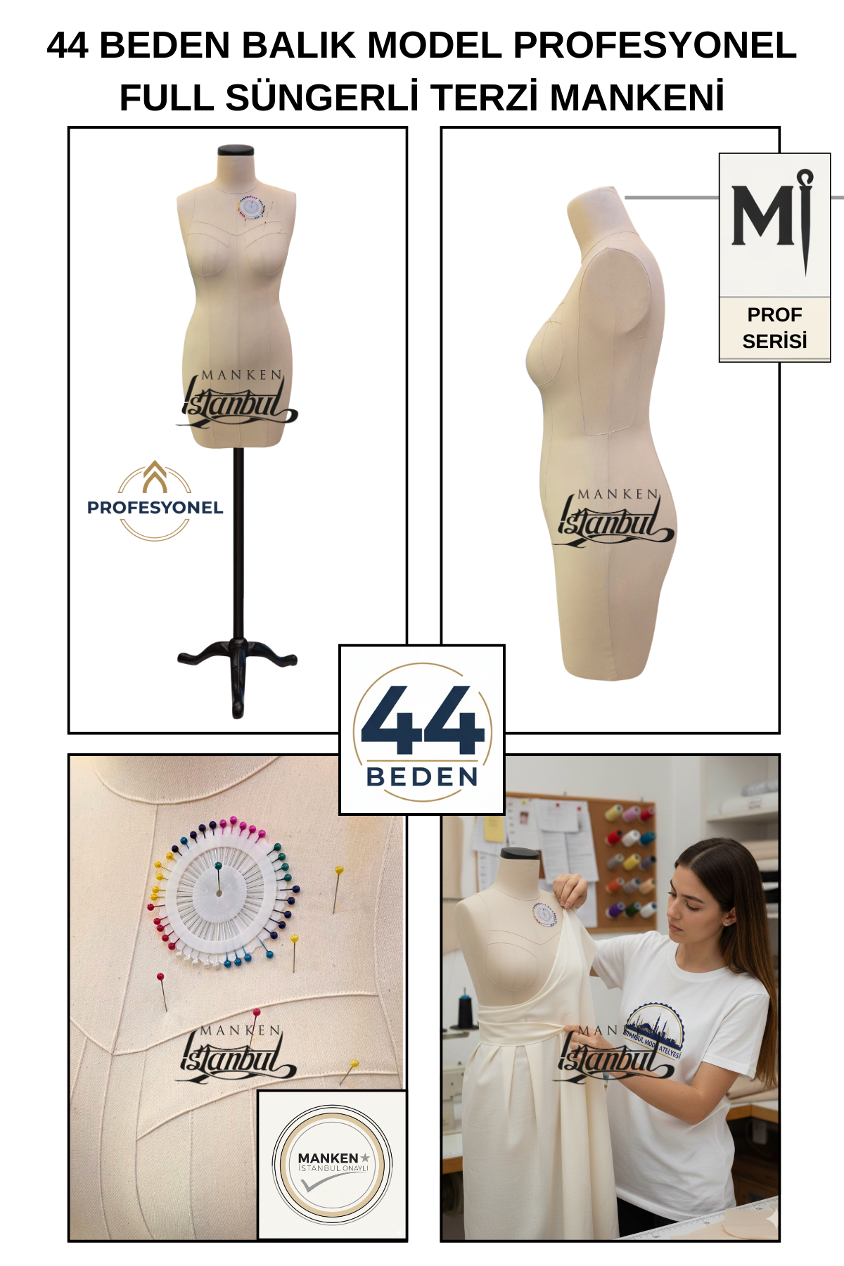 Balık Model 44 Beden Profesyonel İğne Batan Terzi Mankeni