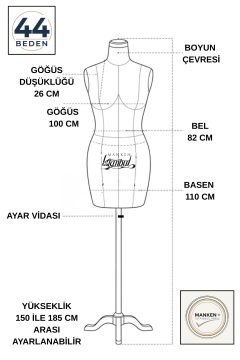 Balık Model 44 Beden Profesyonel İğne Batan Terzi Mankeni