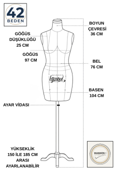 Balık Model 42 Beden Profesyonel İğne Batan Terzi Mankeni