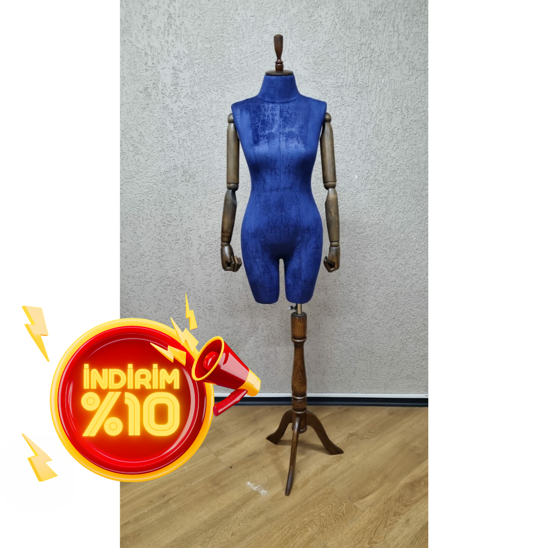 38 Beden Pantolon Giyen Ahşap Kollu Terzi Vitrin Mankeni