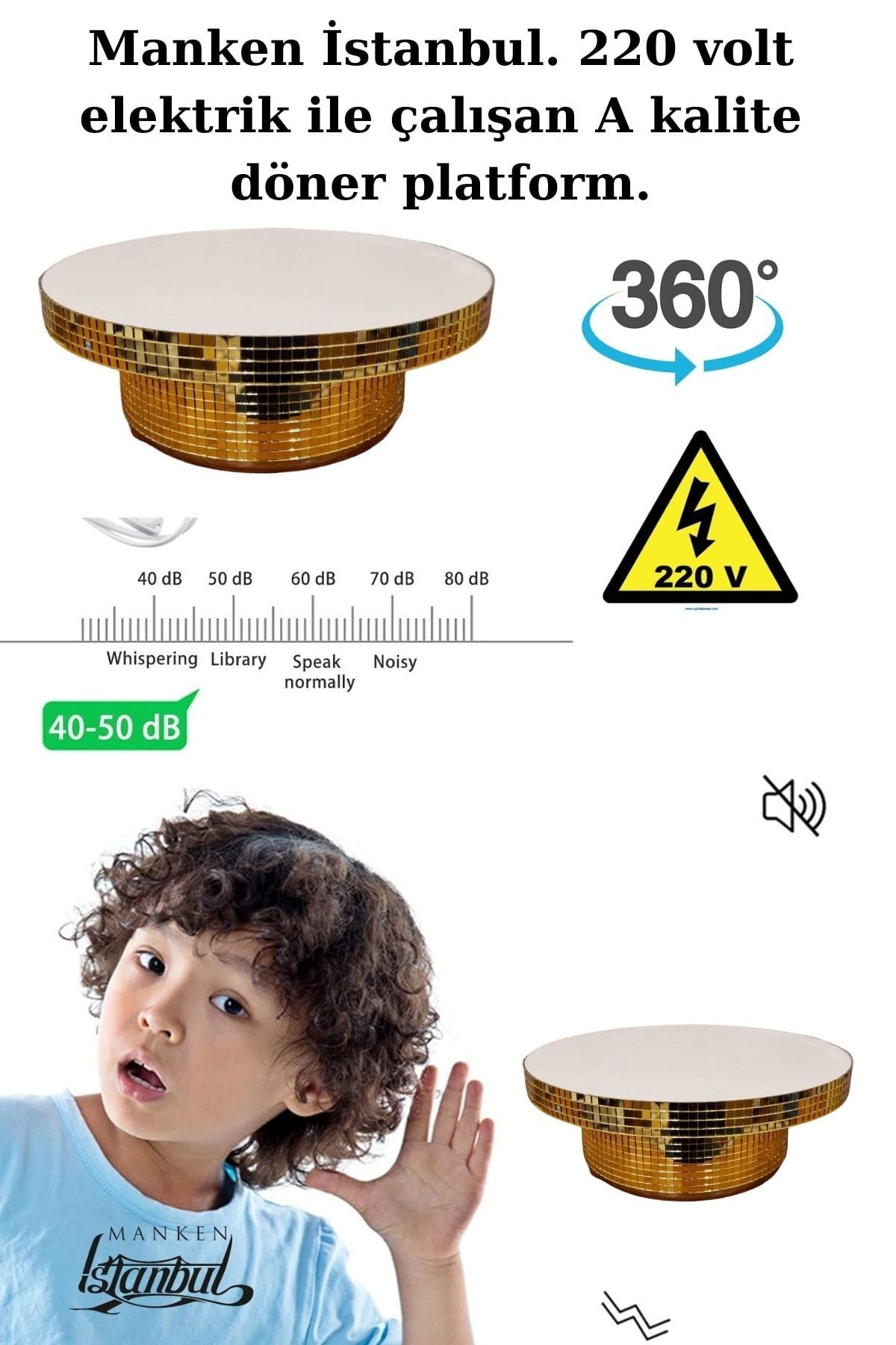 24 Cm Çapında  Çok Amaçlı Gold Döner Platform