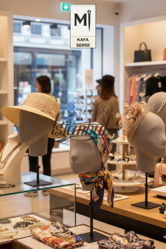 Bayan kumaş kaplı Monica kafa mankeni-Aksesuar Mankeni