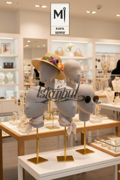 Bayan kumaş kaplı Monica kafa mankeni-Aksesuar Mankeni