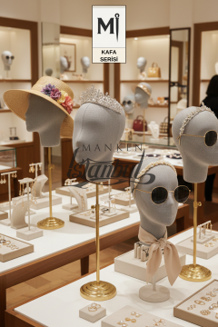 Bayan kumaş kaplı Monica kafa mankeni-Aksesuar Mankeni