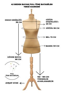 Özel Jardonlu Ten Rengi İğne Batabilen Terzi Mankeni 34-46 Beden Arası 42 beden
