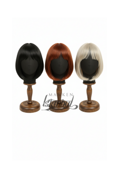 Bayan ahşap standlı kumaş kaplı kafa mankeni