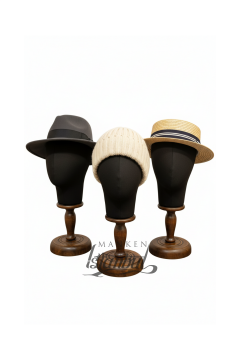 Bayan ahşap standlı kumaş kaplı kafa mankeni