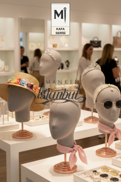 Bayan kumaş kaplı Monica kafa mankeni-Aksesuar Mankeni