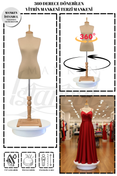360° Döner Mekanizmalı Elektrikli Dönen Vitrin Mankeni Terzi Mankeni