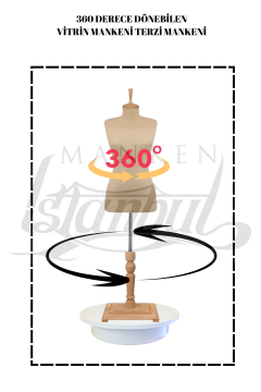 360° Elektrikli Döner Stantlı Vitrin Mankeni Terzi Mankeni