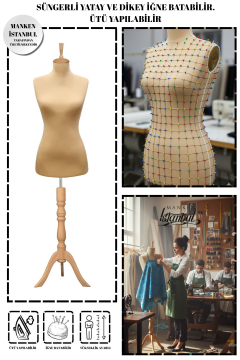 Özel Jardonlu Ten Rengi İğne Batabilen Terzi Mankeni 34-46 Beden Arası 36 beden