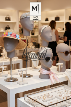 Bayan kumaş kaplı Monica kafa mankeni-Aksesuar Mankeni