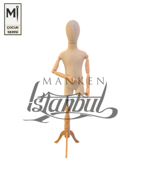 Ahşap Pinokyo Kollu Kafalı Çocuk Terzi Vitrin Mankeni