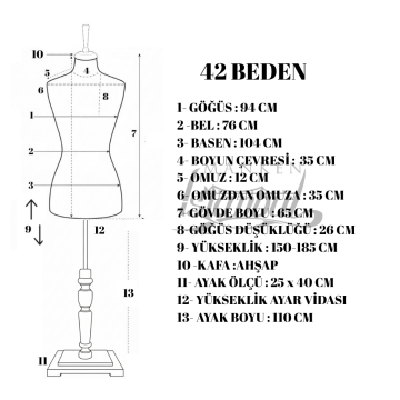 360° Elektrikli Döner Stantlı Vitrin Mankeni Terzi Mankeni 42 beden