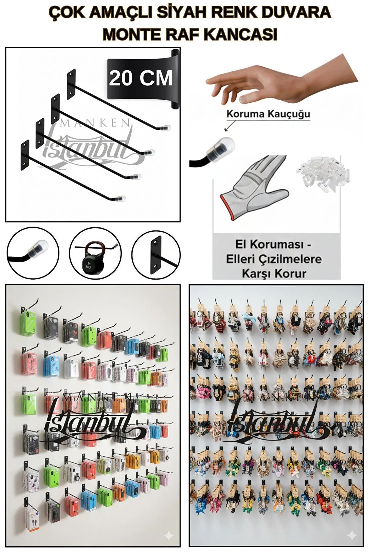 Özel Üretim Koruma Kauçuk Duvara Monte Raf Kancası