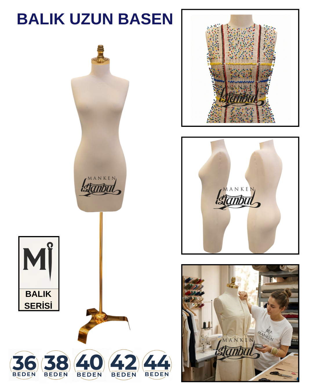 Uzun Basen Balık Gövde Süngerli İğne Batabilen Terzi Mankeni