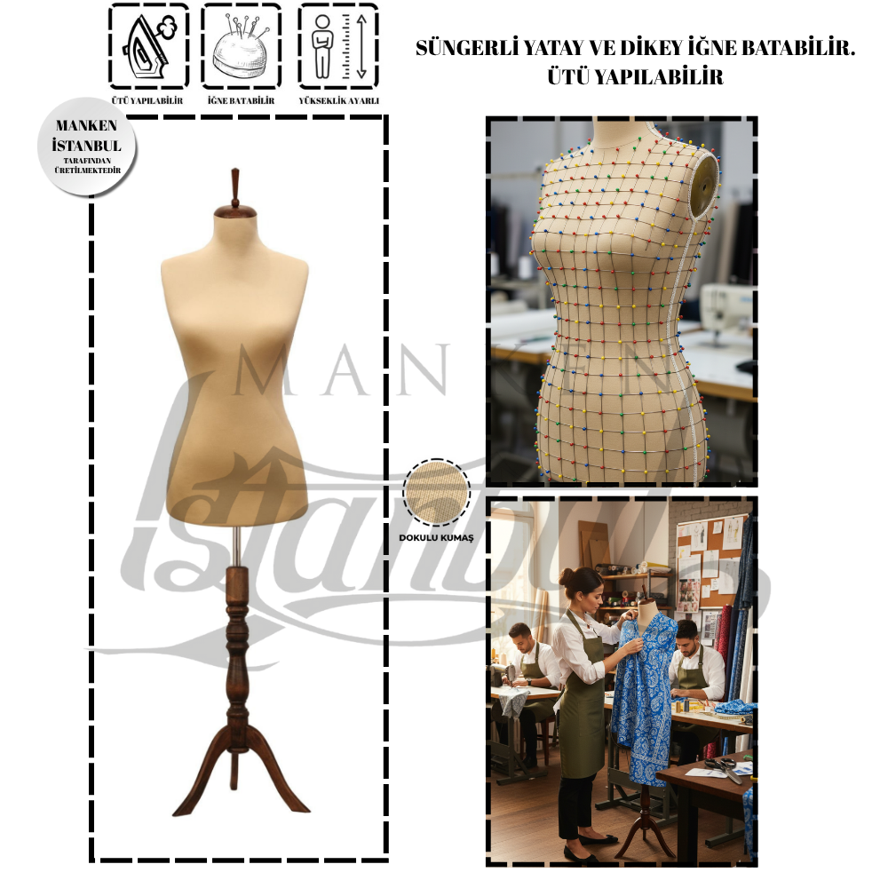 Özel Jardonlu Ten Rengi İğne Batabilen Terzi Mankeni 34-46 Beden Arası 42 beden
