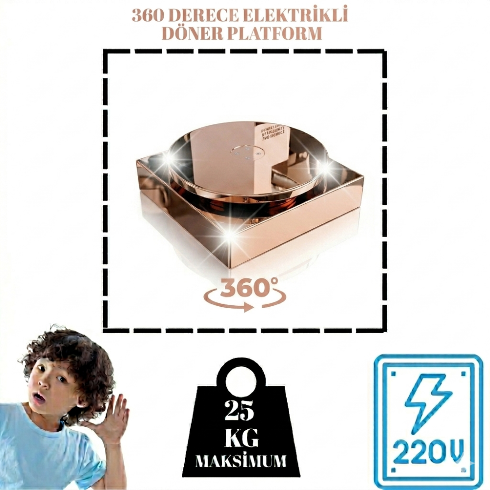Delüks Rose Kaplama 25 KG Kapasiteli Döner Platform