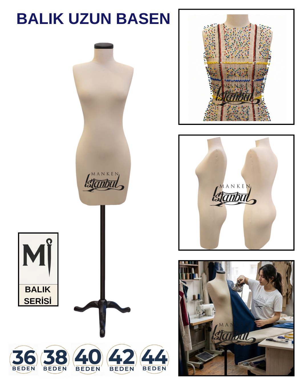 Uzun Basen Balık Gövde Süngerli İğne Batabilen Terzi Mankeni