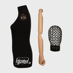 Tel Kafalı Ahşap Kollu Terzi Mankeni Vitrin Mankeni