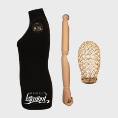 Tel Kafalı Ahşap Kollu Terzi Mankeni Vitrin Mankeni