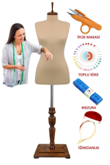 Dikiş Setli Ahşap Ayak Süngerli İğne Batabilen Terzi Mankeni