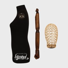 Tel Kafalı Ahşap Kollu Terzi Mankeni Vitrin Mankeni