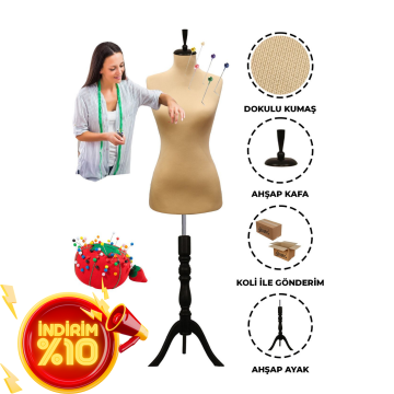 Özel Jardonlu Ten Rengi İğne Batabilen Terzi Mankeni 34-46 Beden Arası