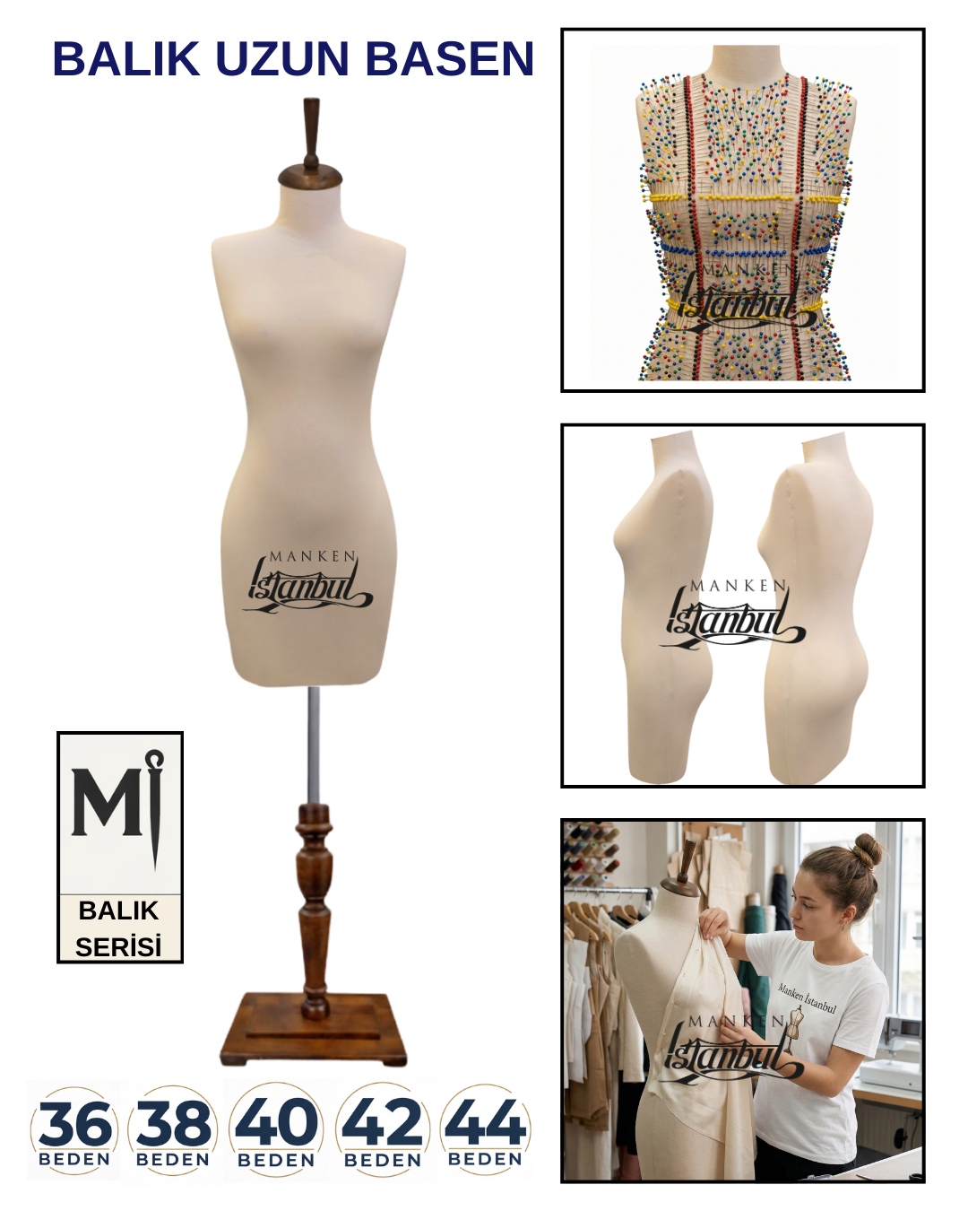 Uzun Basen Balık Gövde Süngerli İğne Batabilen Terzi Mankeni