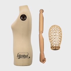 Tel Kafalı Ahşap Kollu Terzi Mankeni Vitrin Mankeni