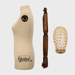 Tel Kafalı Ahşap Kollu Terzi Mankeni Vitrin Mankeni