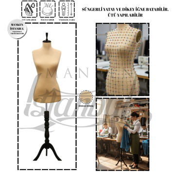Özel Jardonlu Ten Rengi İğne Batabilen Terzi Mankeni 34-46 Beden Arası 38 beden