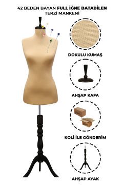 Özel Jardonlu Ten Rengi İğne Batabilen Terzi Mankeni 34-46 Beden Arası 42 beden