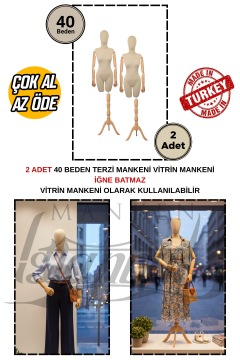 TOPTAN- ÇOK AL AZ ÖDE - 2 ADET - 36-38-40 Beden - Pinokyo Ahşap Kollu Vitrin Mankeni