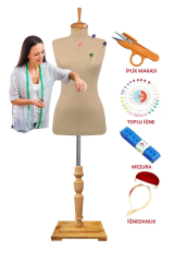 Dikiş Setli Ahşap Ayak Süngerli İğne Batabilen Terzi Mankeni