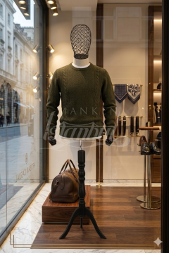 Erkek Tel Kafalı Ahşap Kollu Terzi Mankeni Vitrin Mankeni