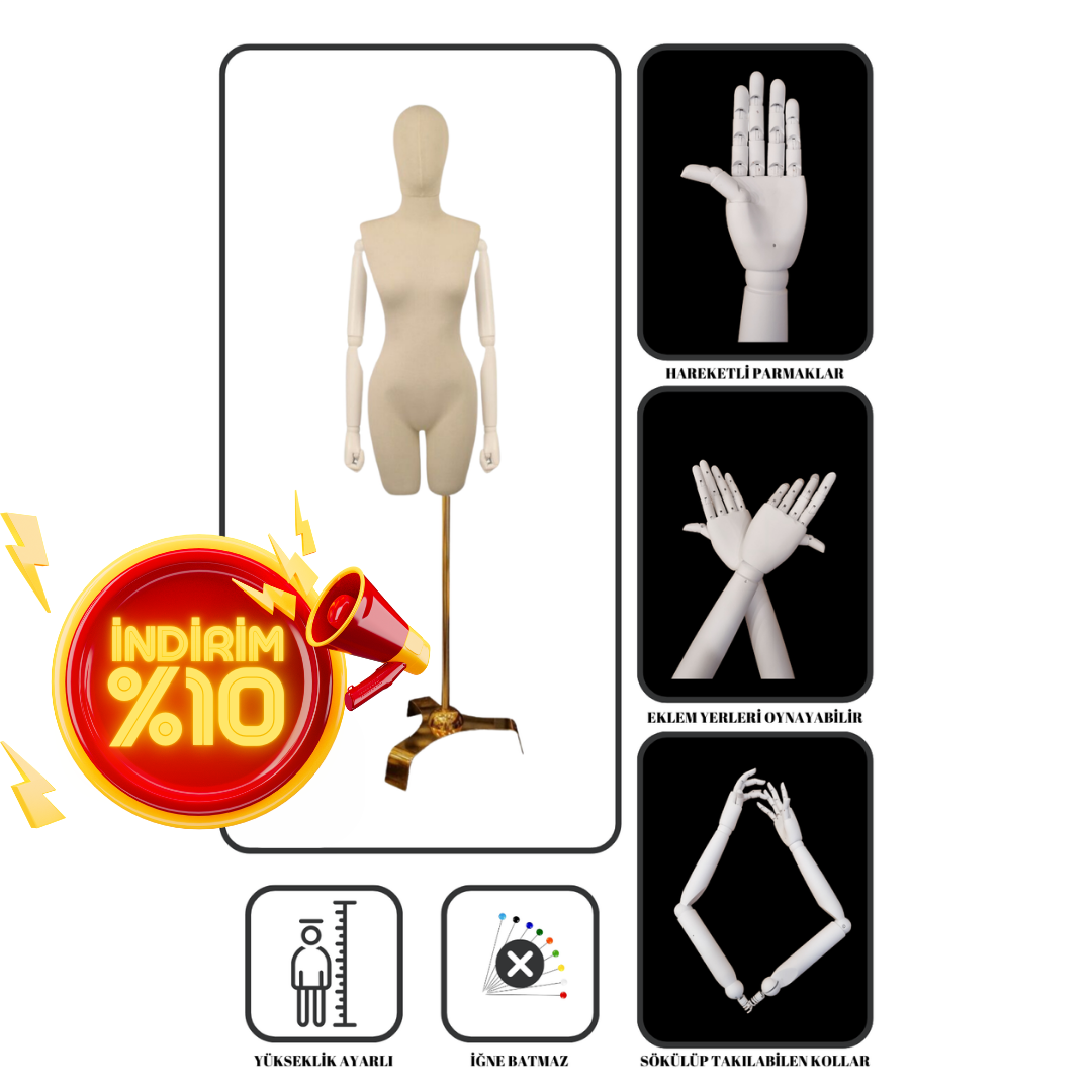 Gold Ayaklı Terzi Mankeni Vitrin Mankeni Prova Mankeni