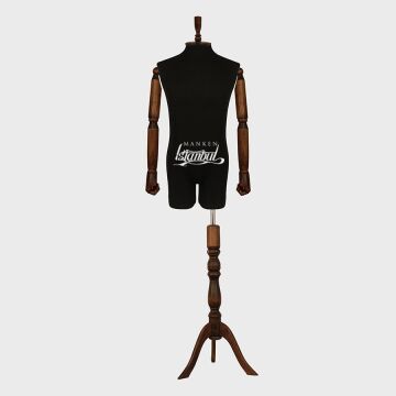 Pantolon Giyebilen Ahşap Kollu Erkek Terzi Mankeni Vitrin Mankeni