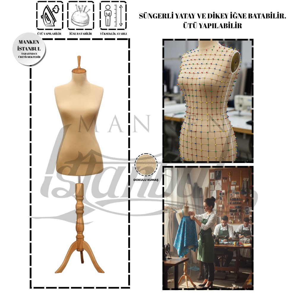 Ten Rengi İğne Batabilen Terzi Mankeni 34-46 46 beden