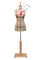 Dikiş Setli Lüks Ahşap Ayaklı Kılavuz Çizgili Terzi Mankeni