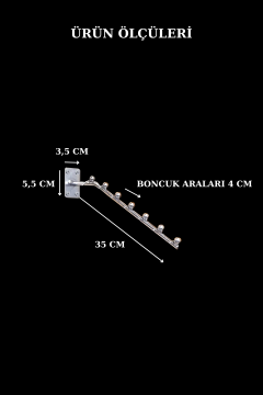 3 Adet 35 Cm Ev Ve İşyeri İçin Duvara Monte Eğimli Askılık