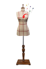 Dikiş Setli Lüks Ahşap Ayaklı Kılavuz Çizgili Terzi Mankeni