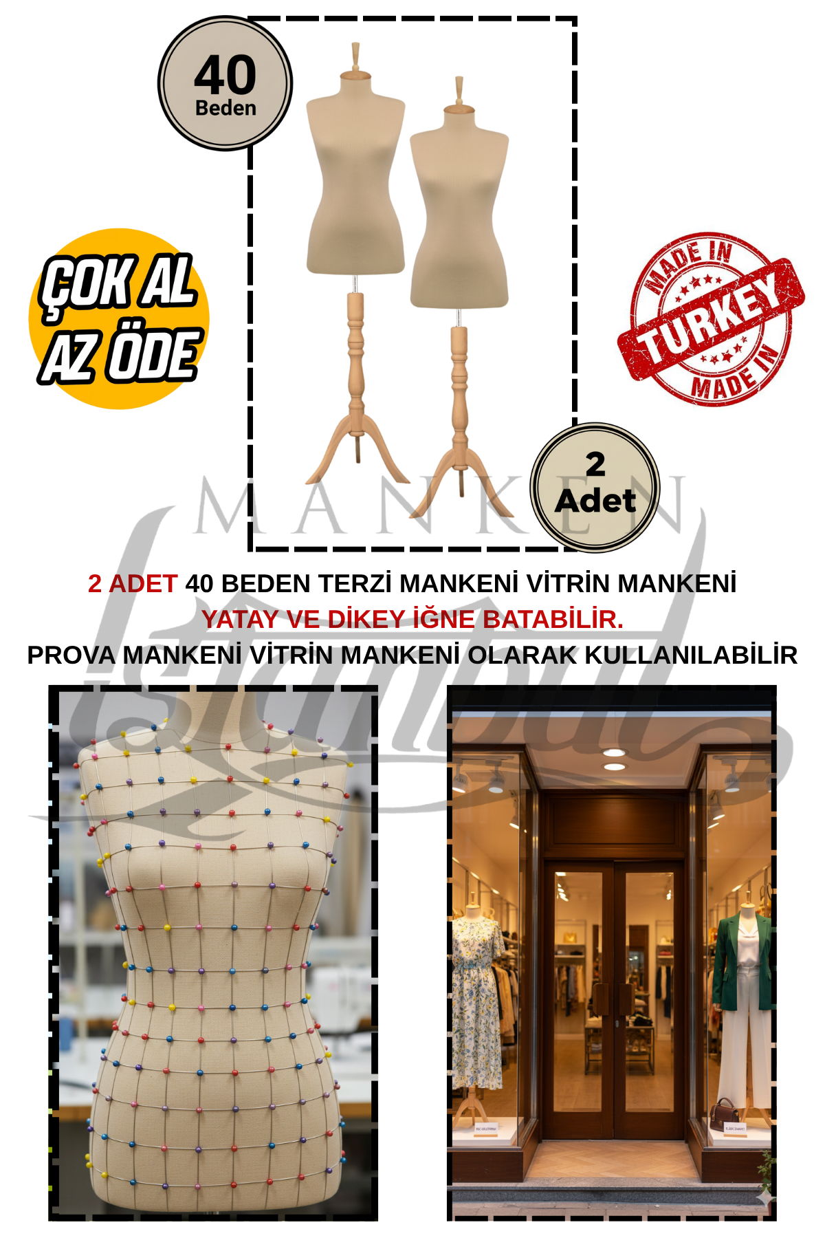 TOPTAN- ÇOK AL AZ ÖDE - 2 ADET - 36/40 Arası Beden - Vitrin Mankeni -Terzi Mankeni