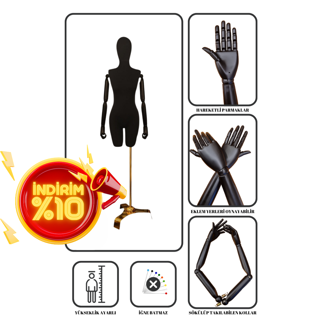 Gold Ayaklı Terzi Mankeni Vitrin Mankeni Prova Mankeni